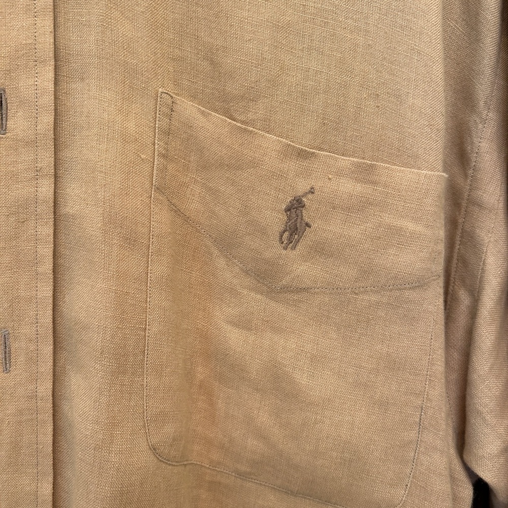 Ralph Lauren Men's tan Button-Down Shirt Sz L - Picture 2 of 5